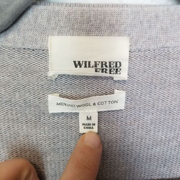 Aritzia Wilfred Free Wool Cotton Sweater Cardigan Sz M Minimalist Neutral Preppy - Picture 6 of 8